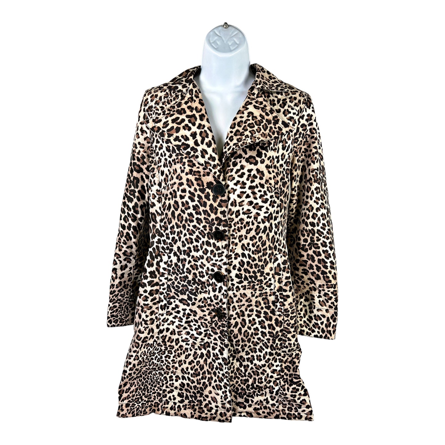 Chico’s Women’s Brown Leopard Print Lightweight Button Up Jacket - 0/US 4