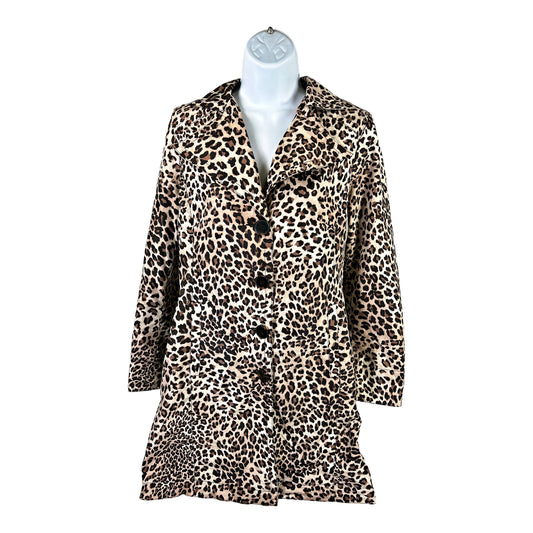 Chico’s Women’s Brown Leopard Print Lightweight Button Up Jacket - 0/US 4