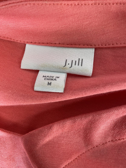 J. Jill Women’s Pink V-Neck 3/4 Sleeve Side Button Accent Top/Shirt - M