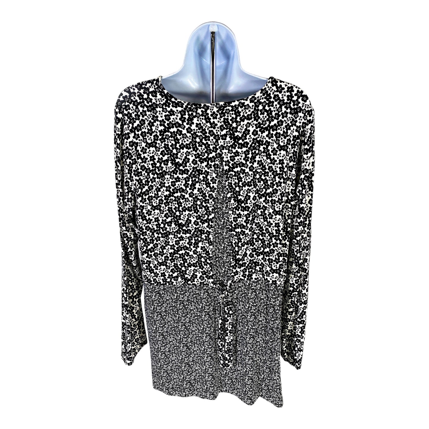 J. Jill Women’s Black Floral Long Sleeve Wearever Tunic Top - M