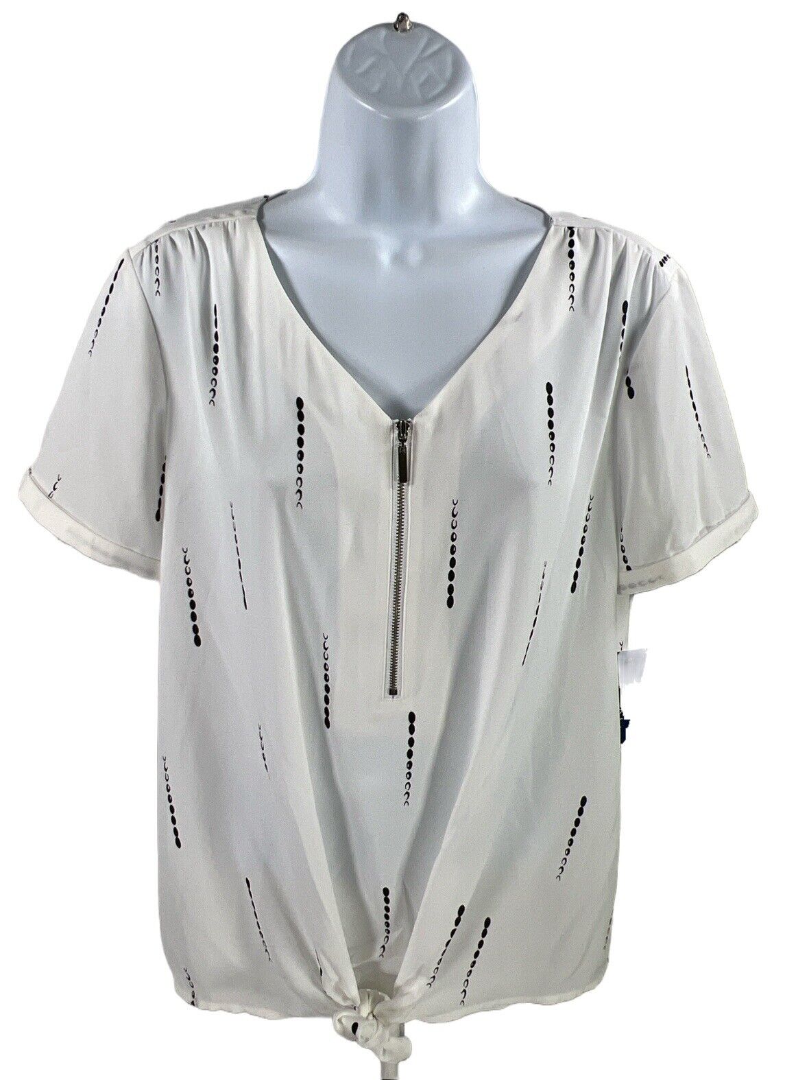 NEW Apt 9 Women's White Short Sleeve 1/2 Zip Sheer Top - L