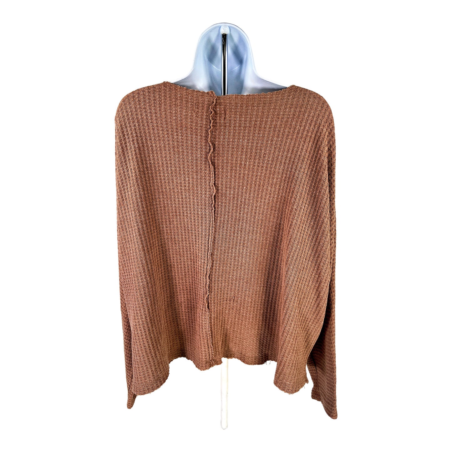 Wishlist Women’s Brown Waffle Knit V-Neck Oversized Sweater - S/M