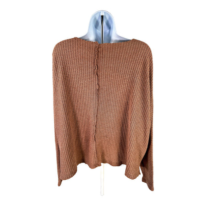 Wishlist Women’s Brown Waffle Knit V-Neck Oversized Sweater - S/M