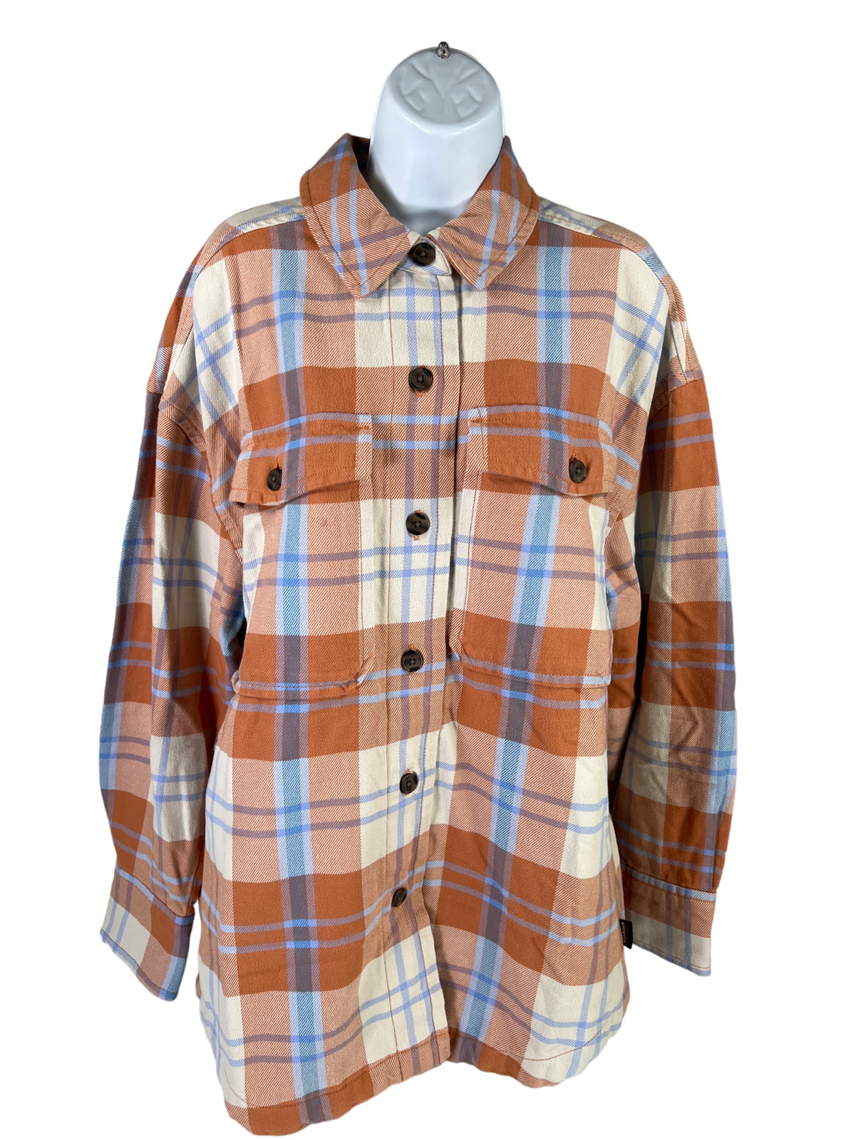 NEW Patagonia Women’s Bristlecone Fertile Brown HW Fjord Flannel Overshirt - L