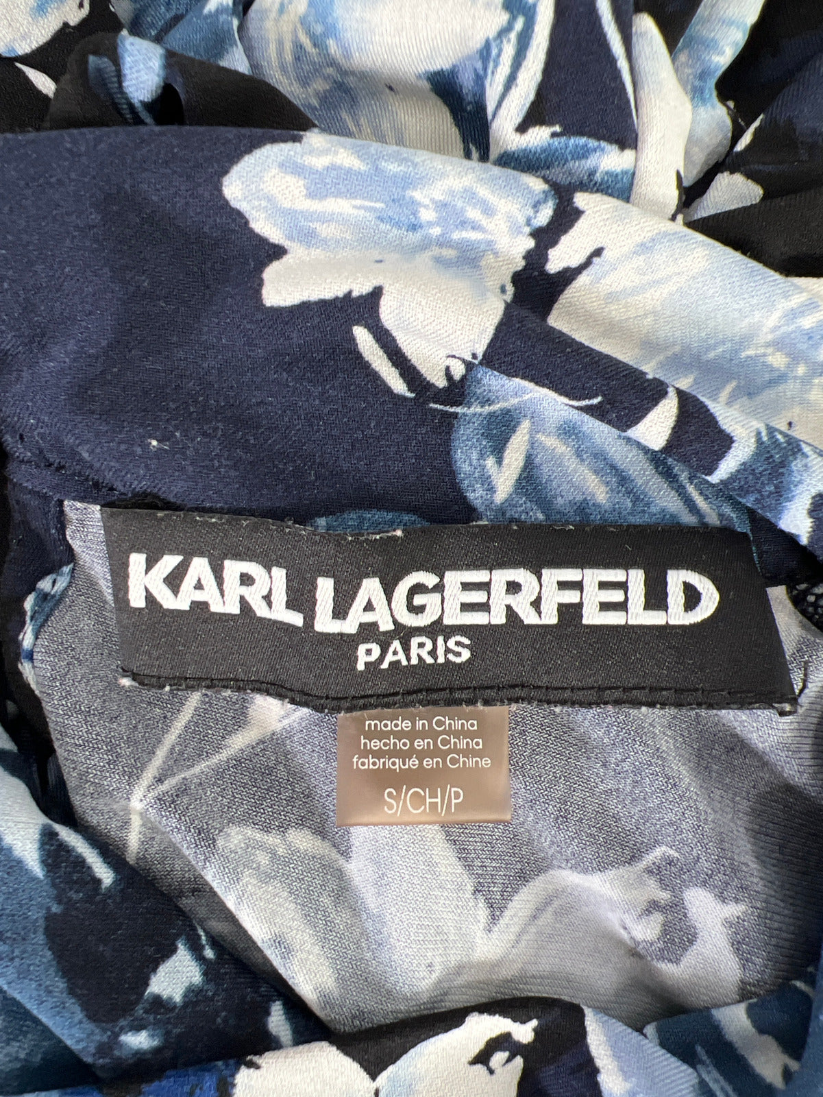 Karl Lagerfeld Women’s Blue Floral Long Sleeve Blouse - S