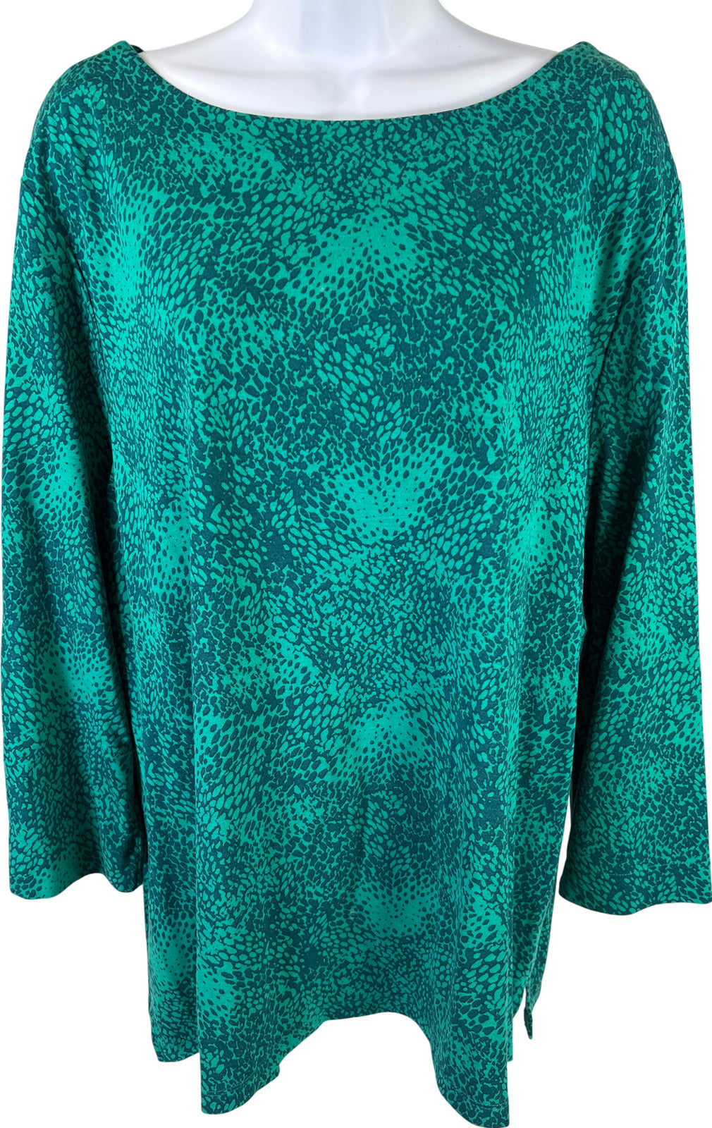 Chico’s Women’s Green 3/4 Sleeve Boat Neck Top Shirt - 4/US XXL