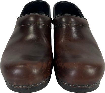 Sanita Women’s Brown Leather Slip On Clogs - 39/US 8.5