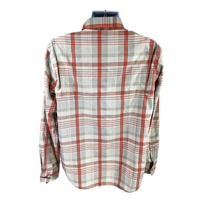 Columbia Men’s Gray/Orange Plaid Long Sleeve Button Up Shirt - M