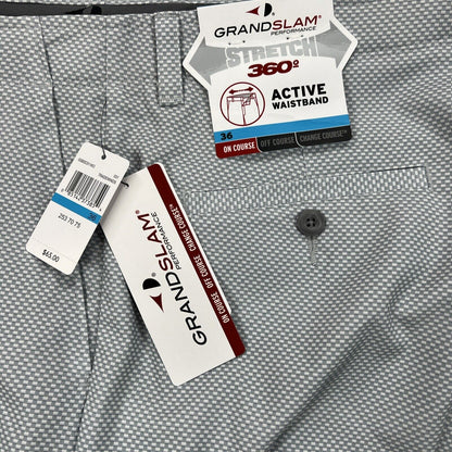 NEW Grand Slam Men's Light Gray 360 Stretch Golf Shorts - 36