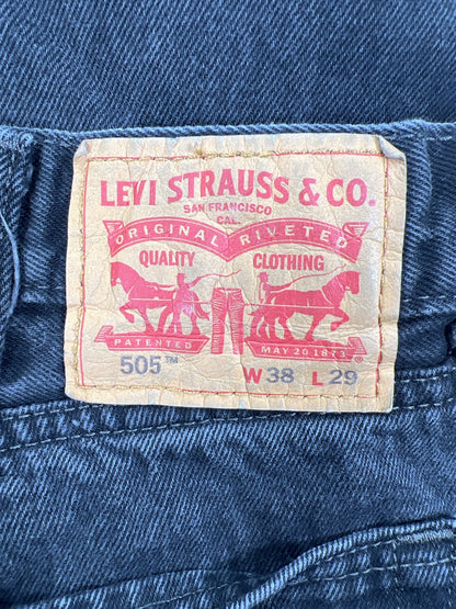 Levis Men’s Black 505 Regular Straight Denim Jeans - 38x29