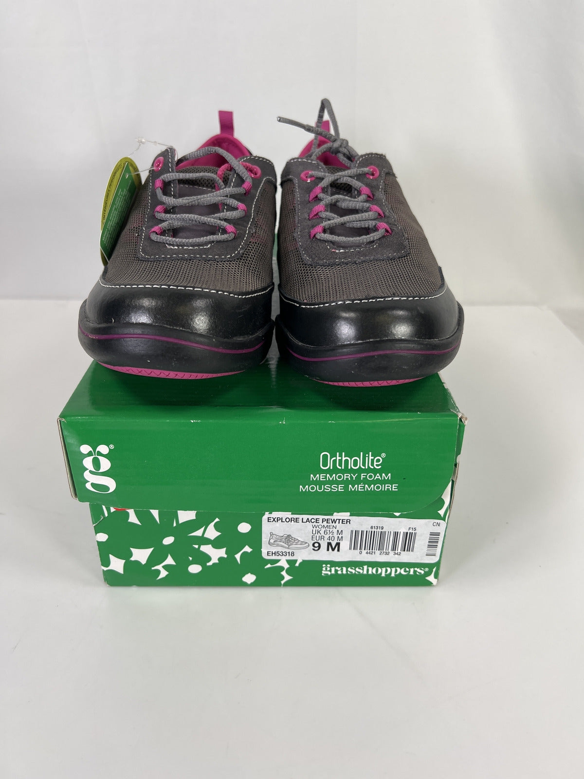 NEW Grasshoppers Women’s Gray/Pink Explore Lace Up Athletic Shoes - 9 M