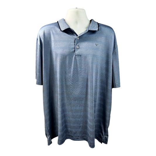 Callaway Men’s Blue Striped Short Sleeve Polo Shirt - XXL