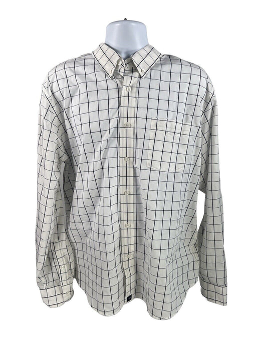 NEW Dockers Men's White Windowpane Button Down Shirt - XL
