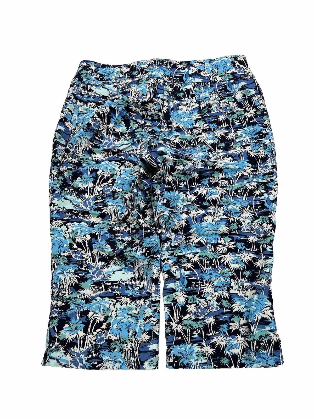 Christopher and Banks Womens Blue Tropical Pull On Crop Pants - Petite 12