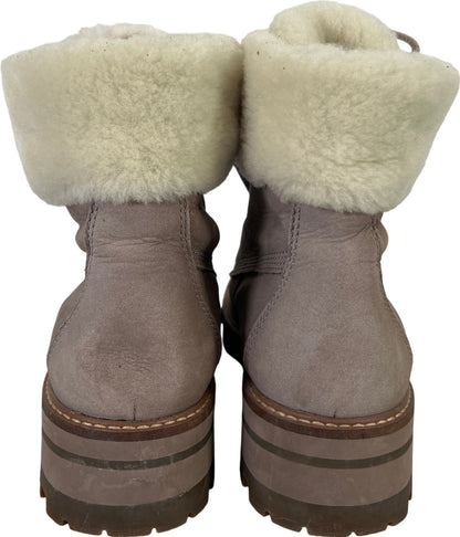 Timberland Women’s Gray Courmayeur Valley Faux Fur Trim Combat Boots - 8.5