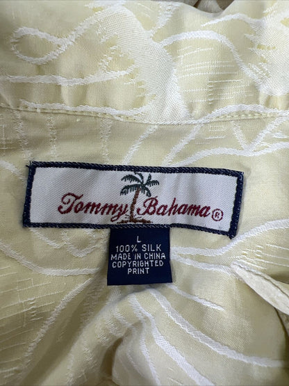 Tommy Bahama Men's Yellow 100% Silk Button Up Shirt - L