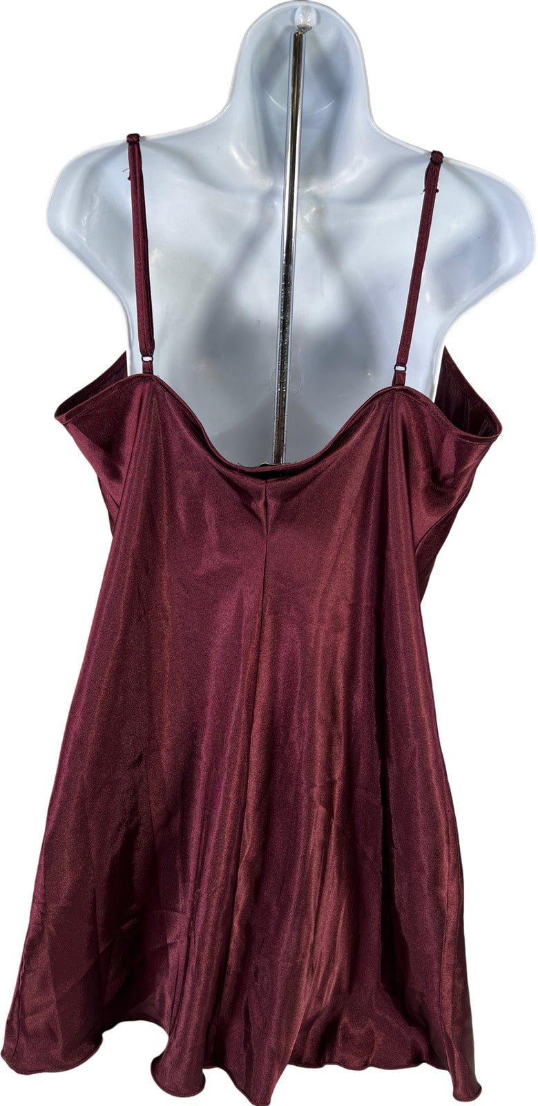 Bebe Women’s Burgundy Sleeveless Satin Short Slip Dress - XL