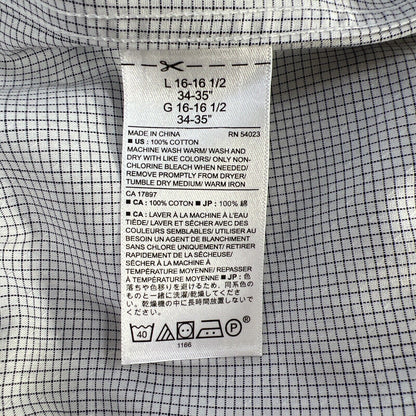 Banana Republic Men's White Grid Check Non Iron Standard Dress Shirt - L