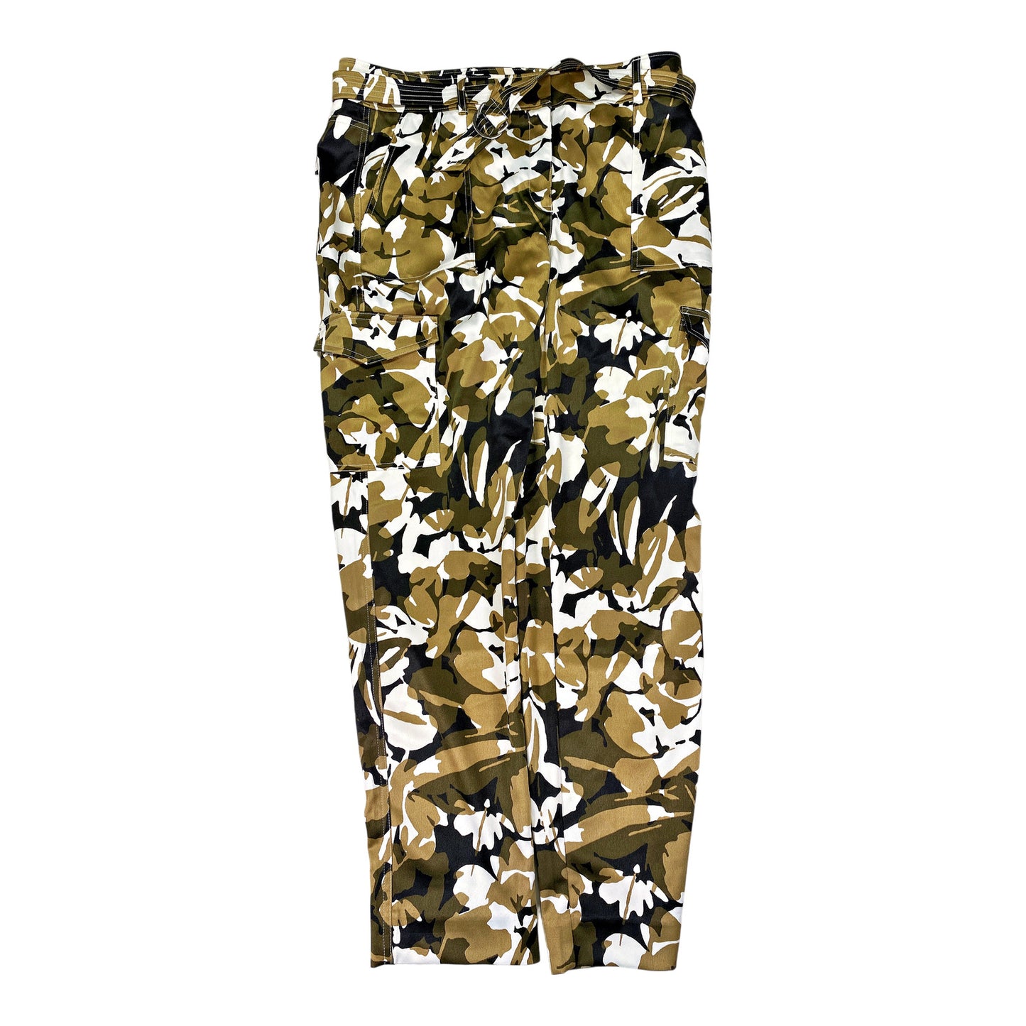 Chico’s Womens Brown/Green Camo/Floral Satin Cargo Ankle Pants - US 8Tall