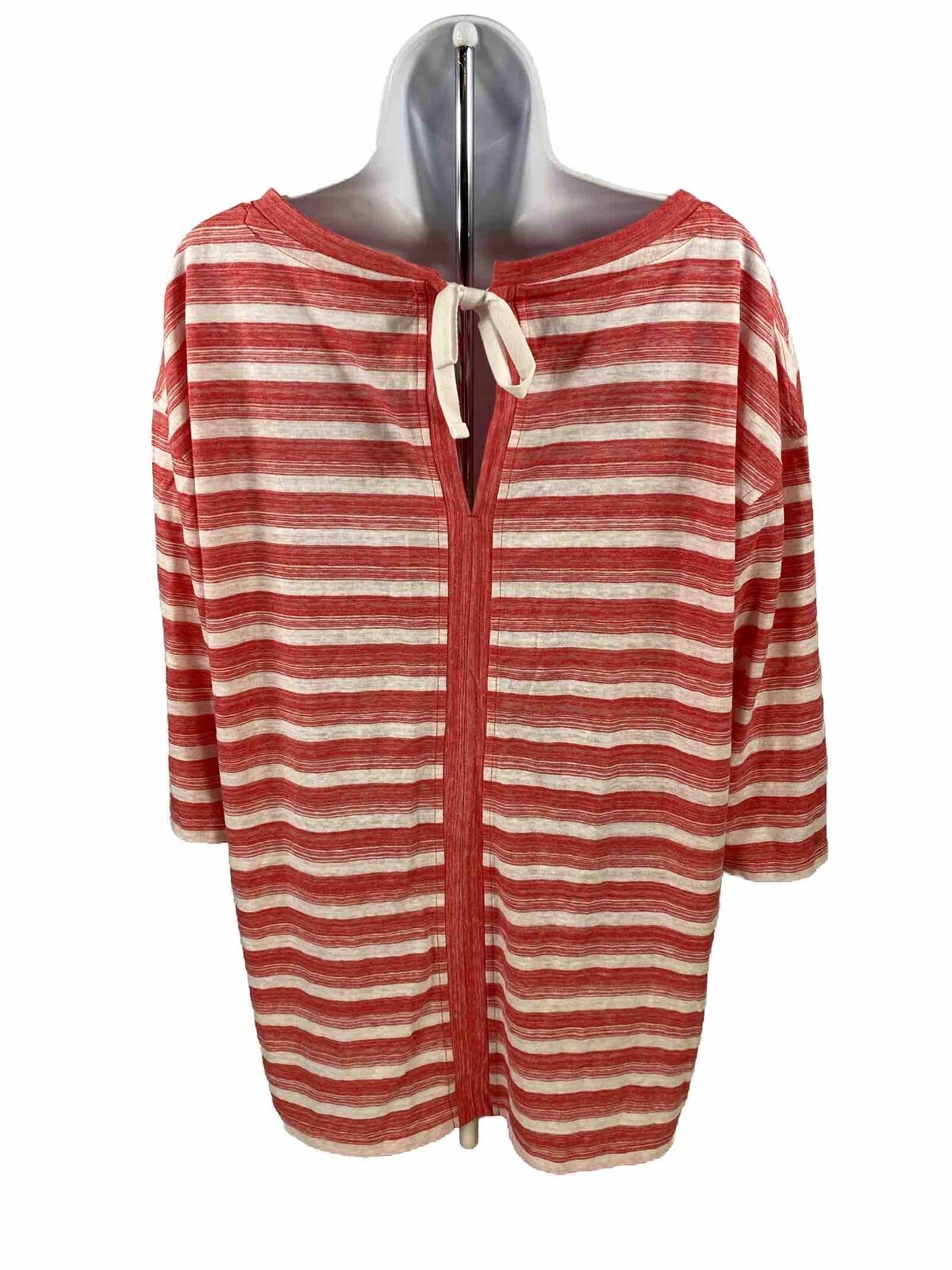 NEW Talbot's Women's Red Striped Tie Back Short Sleeve Shirt - Plus 1X