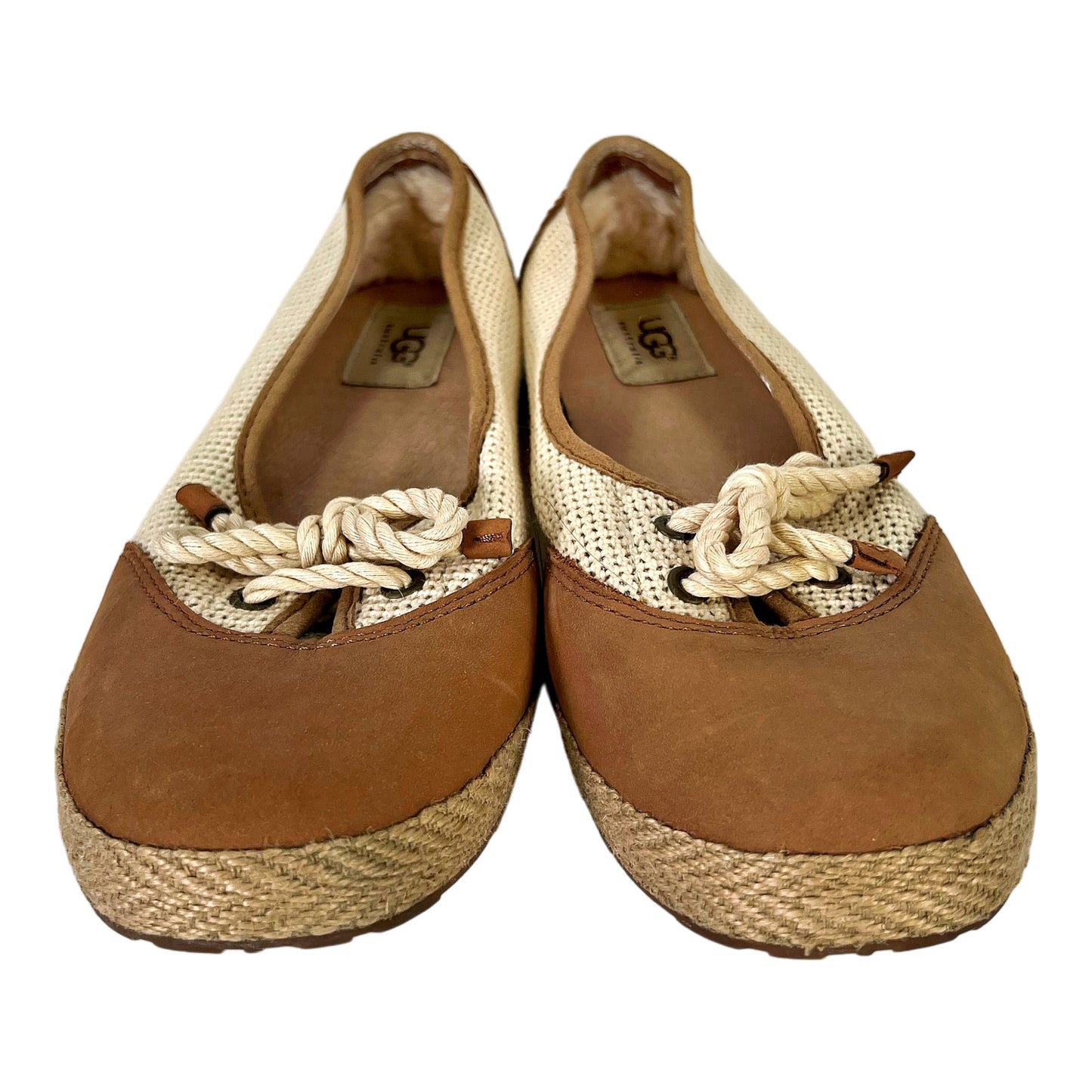 UGG Women’s Brown/Tan Catrin Crochet Espadrille Flats - 8