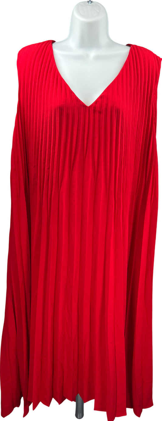 J.Jill Women’s Red Pleated Sleeveless Midi Dress - Plus 2X