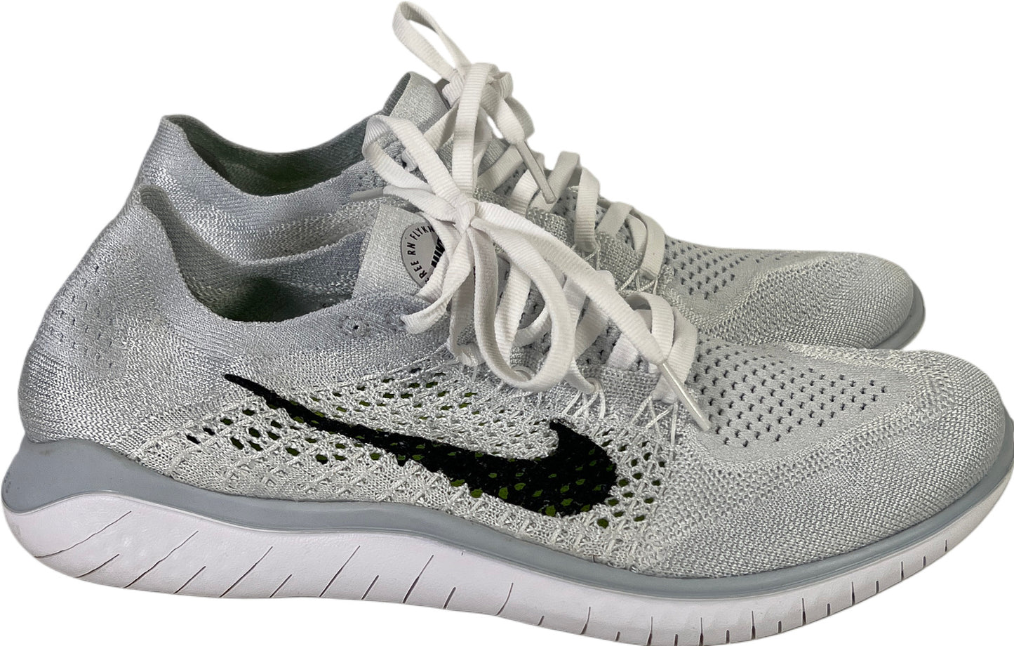 Nike Women’s White/Gray Free Run Flyknit Lace Up Athletic Shoes - 8.5