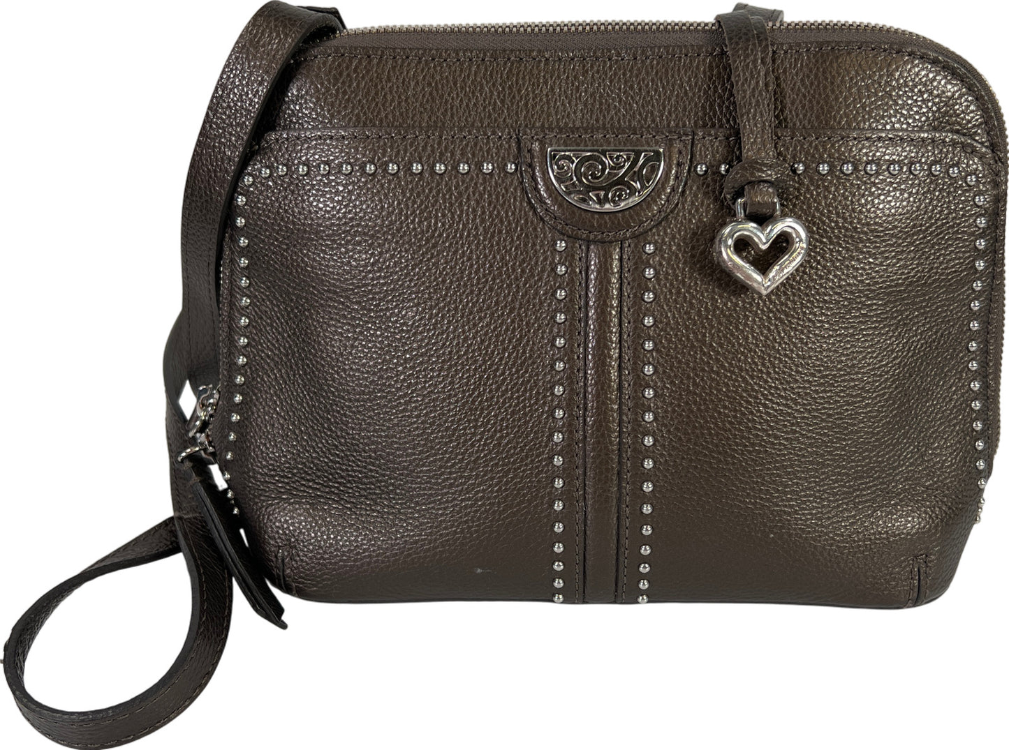 Brighton Women’s Pewter Leather Jagger Crossbody Organizer Purse