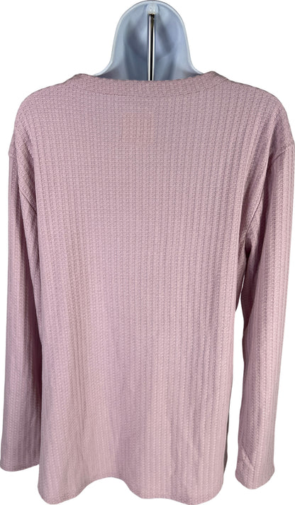 NEW Chasor Women’s Pink Waffle Knit Long Sleeve V-Neck Shirt - L