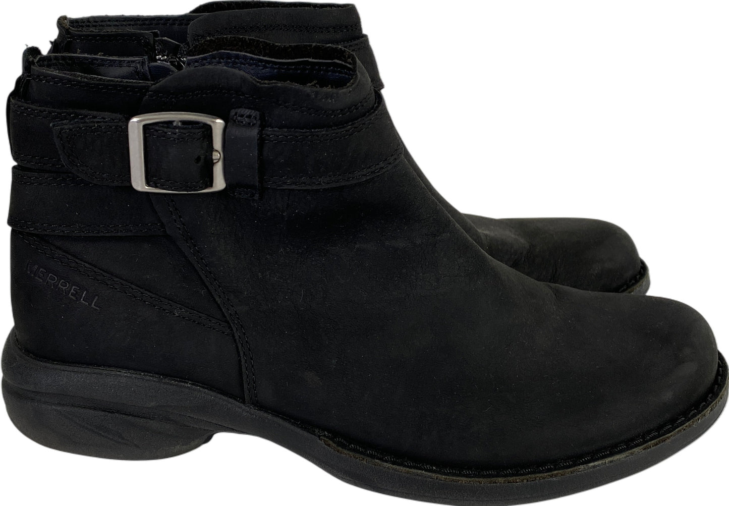 Merrell Women’s Black Suede Andover Bluff Side Zip Ankle Boots - 6.5