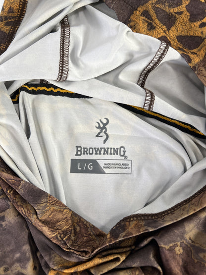 NEW Browning Men’s Brown Camouflage Pullover Tech UPF 50+ Hoodie - L