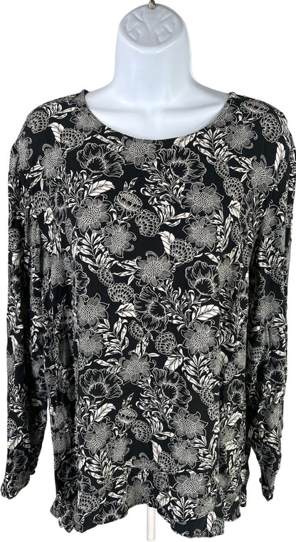 J. Jill Women’s Black Floral Long Sleeve Blouse Top - XL