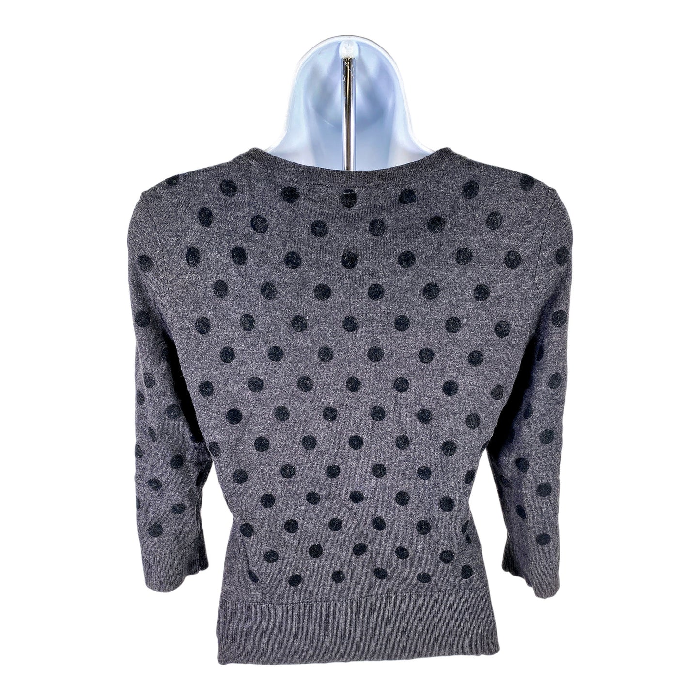 White House Black Market Women’s Gray Polka Dot 3/4 Sleeve Sweater - XS