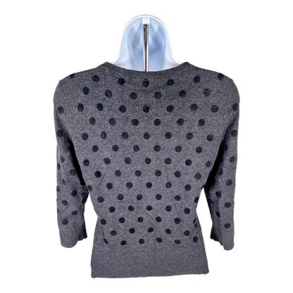 White House Black Market Women’s Gray Polka Dot 3/4 Sleeve Sweater - XS