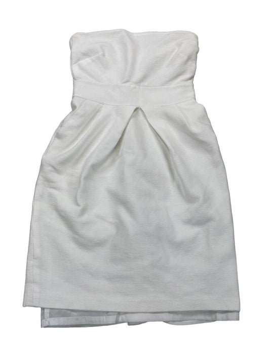 Banana Republic Women's White Ribbed Strapless Dress - 0