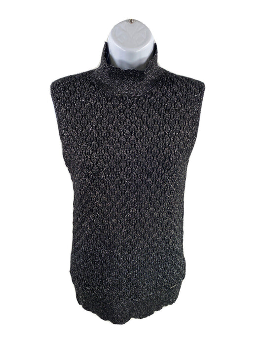 NEW Tahari Women's Black Metallic Sleeveless Turtleneck Sweater - XS