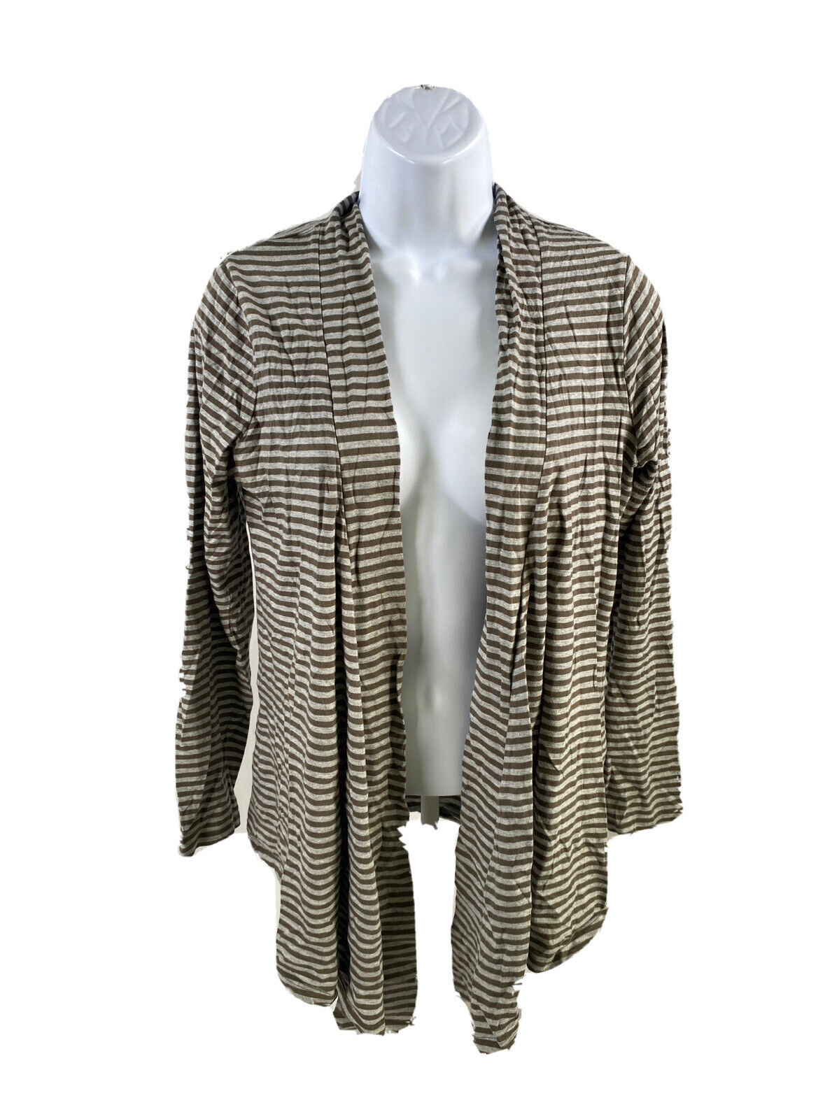 Boden Women's Green & Gray Striped Long Sleeve Lightweight Cardigan - 8