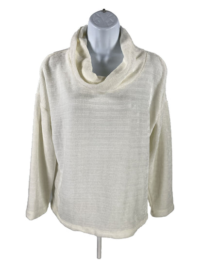 J. Jill Women's Ivory/White Long Sleeve Cowl Neck Soft Sweater - Petite S