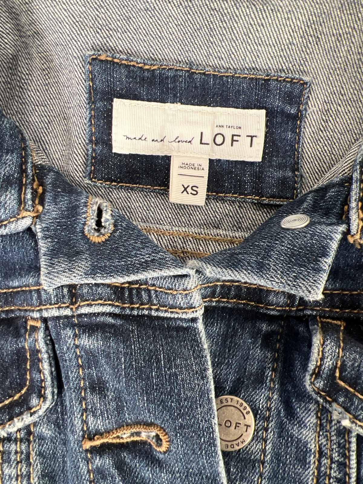 LOFT Women’s Dark Wash Denim Jean Jacket - XS