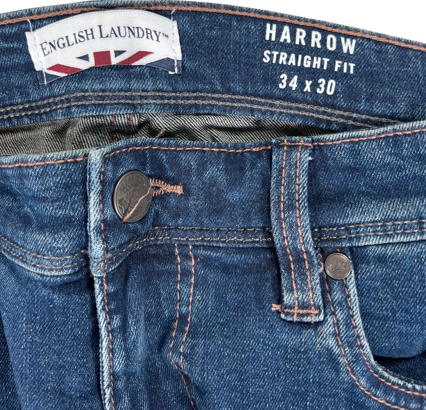 English Laundry Men’s Dark Wash Harrow Straight Fit Denim Jeans - 34x30