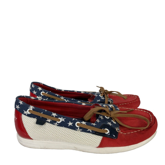 Sperry Women's Red/White/Blue Causal Boat Shoes - 9
