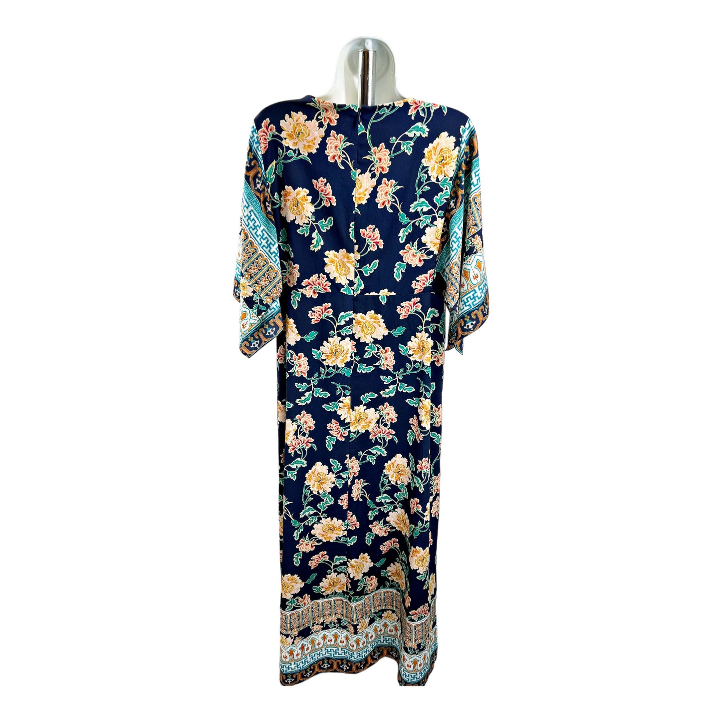 Chico’s Women’s Blue Floral Kimono Maxi Dress - .5/ US 6