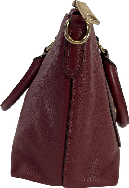 Coach Women’s Burgundy/Red Mini Emma Pebbled Leather Handbag Purse