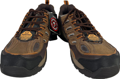 NEW Skechers for Work Men’s Brown Slip Resistant Safety Toe Sneakers - 11