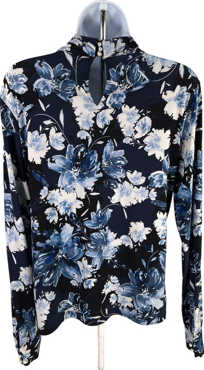 Karl Lagerfeld Women’s Blue Floral Long Sleeve Blouse - S