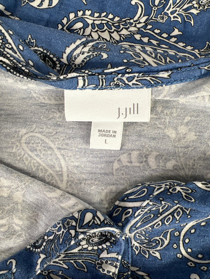 J. Jill Women’s Blue 3/4 Sleeve Paisley Henley Shirt Top - L