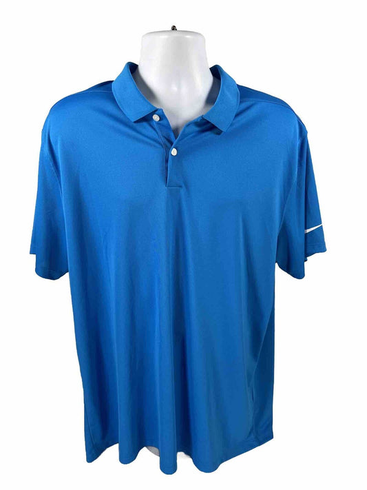 Nike Men's Blue Dri-Fit Short Sleeve Polo Shirt - XL