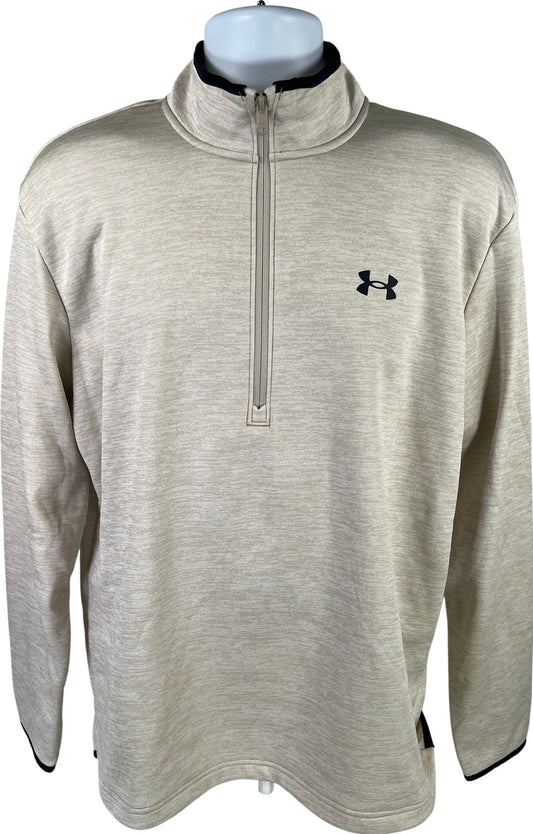 Under Armour Men’s Beige Loose Fit Fleece Lined 1/4 Zip Pullover Sweatshirt - L