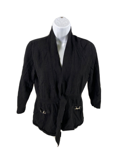 White House Black Market Women's Black 3/4 Sleeve Open Cardigan Sz S