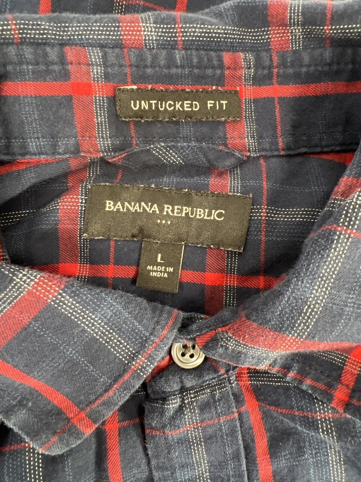 Banana Republic Men’s Blue/Red Untucked Fit Button Up Shirt - L